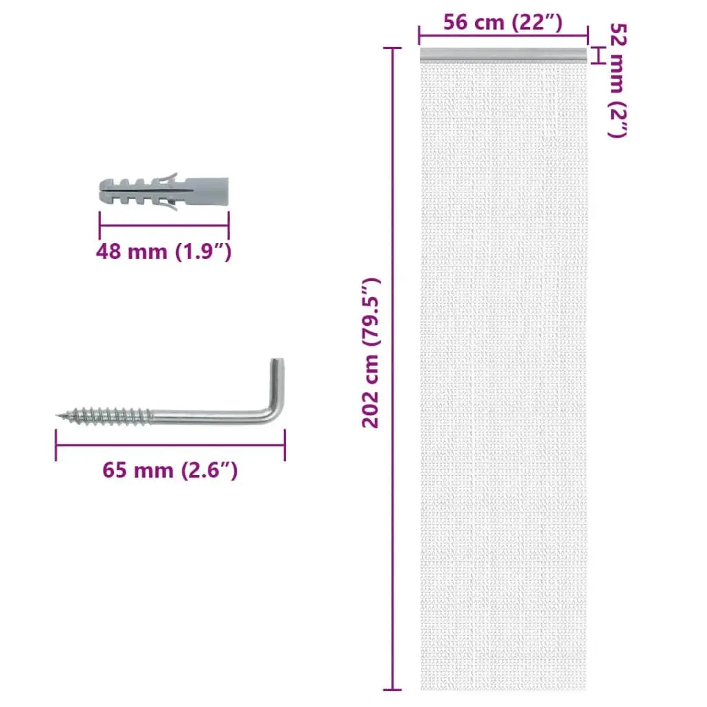 Chain Door Fly Screen 56x202 cm Aluminium Silver Insect Barrier Adjustable