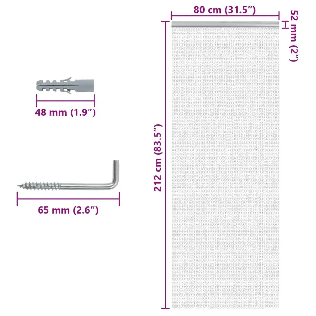 Chain Door Fly Screen 80x212 cm in Silver