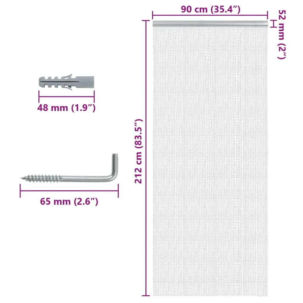 Chain Door Fly Screen Silver 90x212 cm Adjustable Insect Barrier