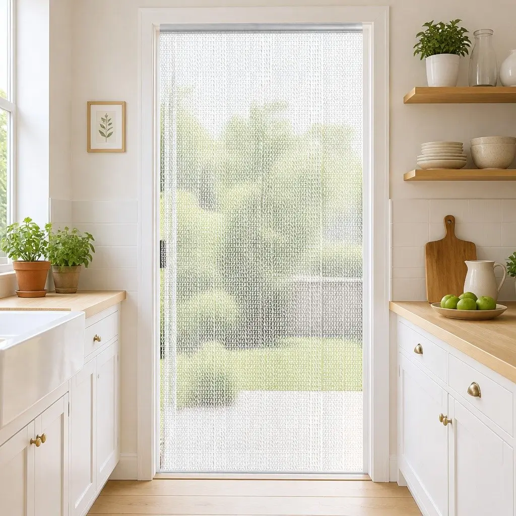 Chain Door Fly Screen Silver 100x200 cm Aluminium Adjustable Insect Barrier