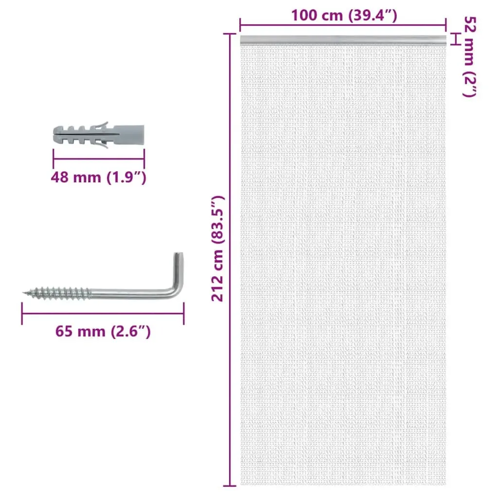 Chain Door Fly Screen Silver 100x212 cm Adjustable Aluminium Insect Barrier Curtain