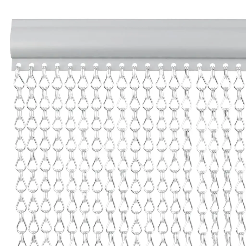Chain Door Fly Screen Silver 100x226 cm Adjustable Insect Barrier