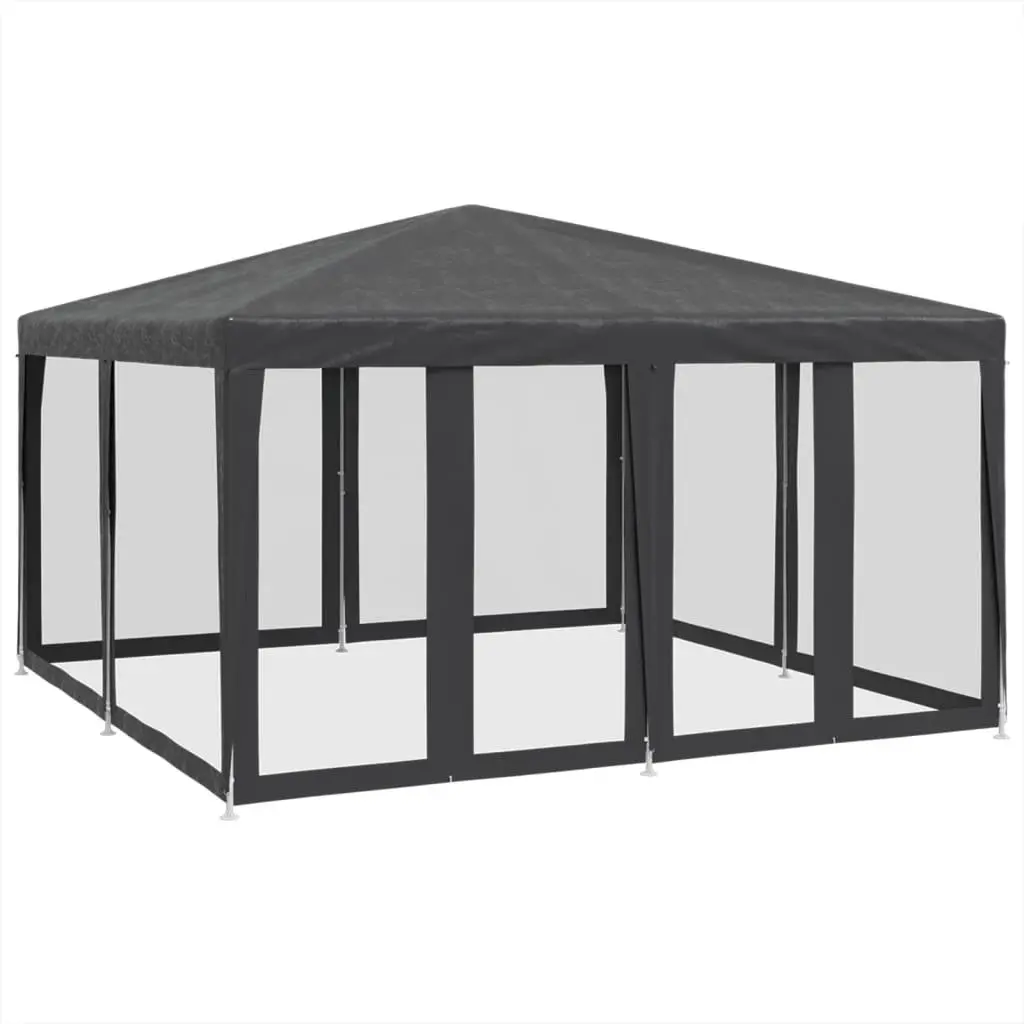Party Tent Anthracite 4x4m Outdoor Gazebo Canopy with 8 Mesh Sidewalls