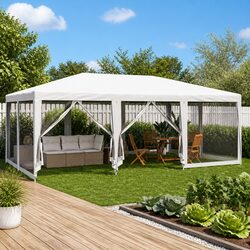 Outdoor Party Tent 6x4m with Mesh Sidewalls