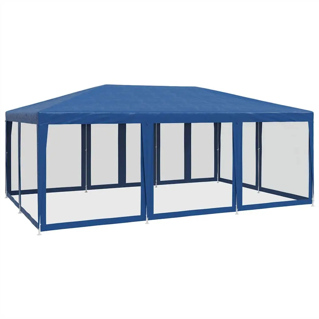 Party Tent Blue 6x4m Outdoor Gazebo Mesh Sidewalls Garden Shelter Event Canopy