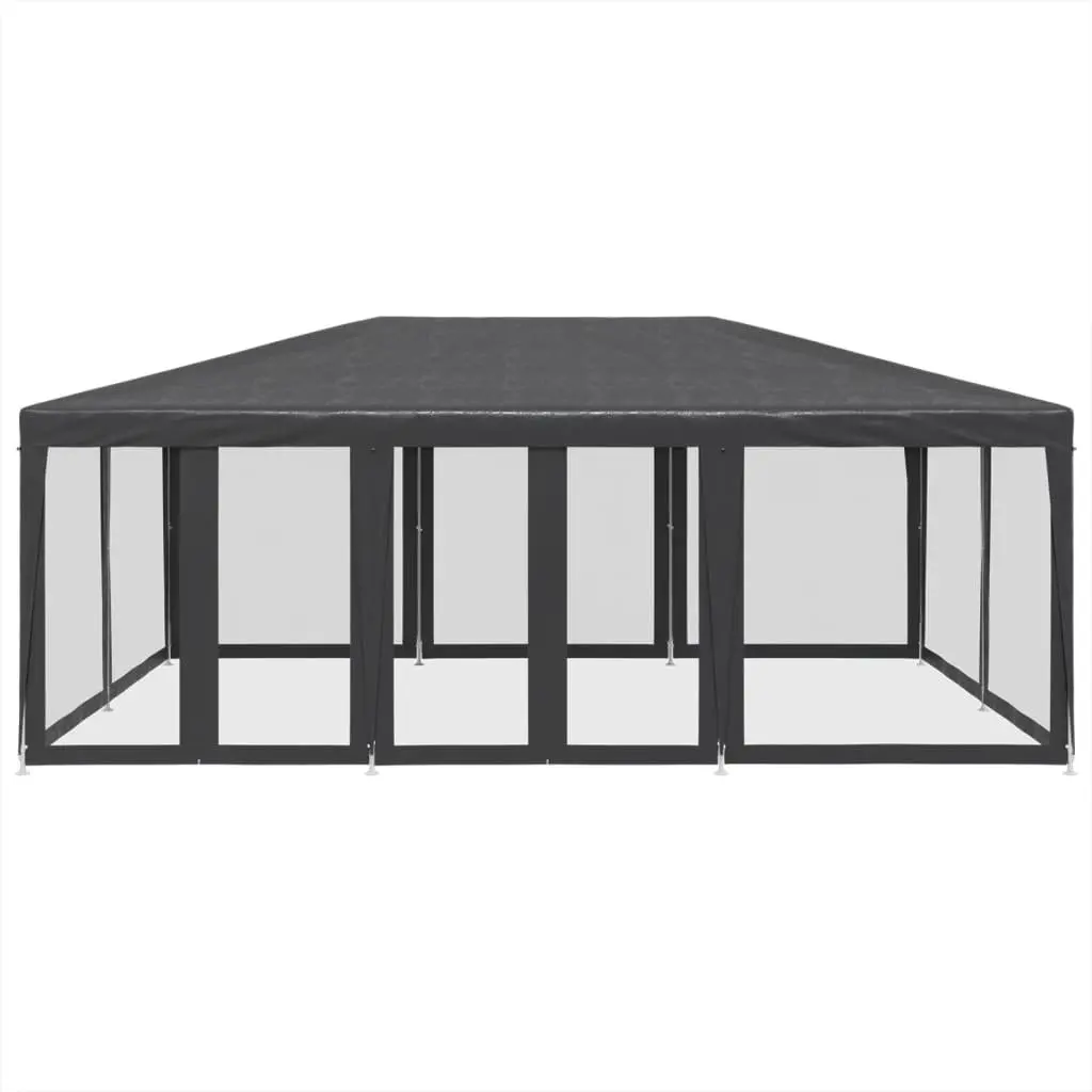 Party Tent Anthracite 6x4m Outdoor Gazebo Canopy with 10 Mesh Sidewalls