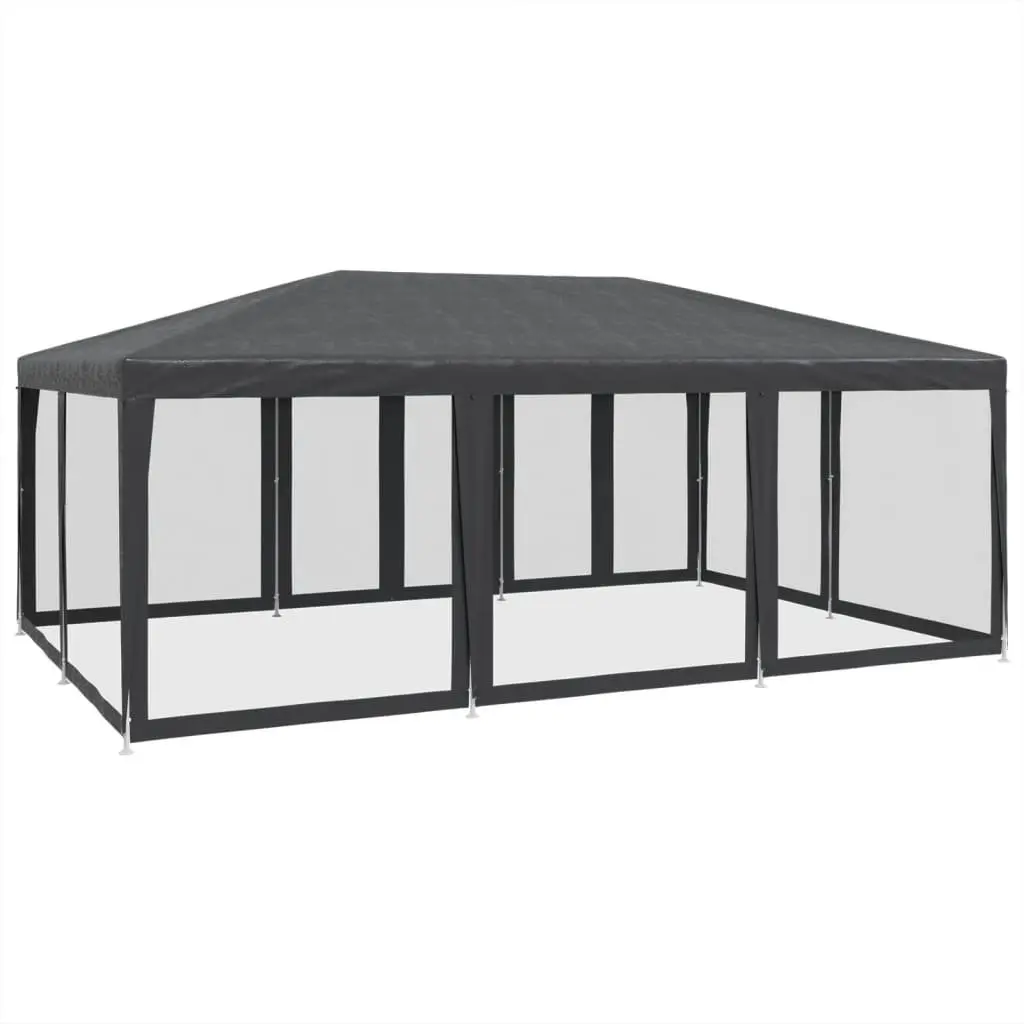 Party Tent Anthracite 6x4m Outdoor Gazebo Canopy with 10 Mesh Sidewalls