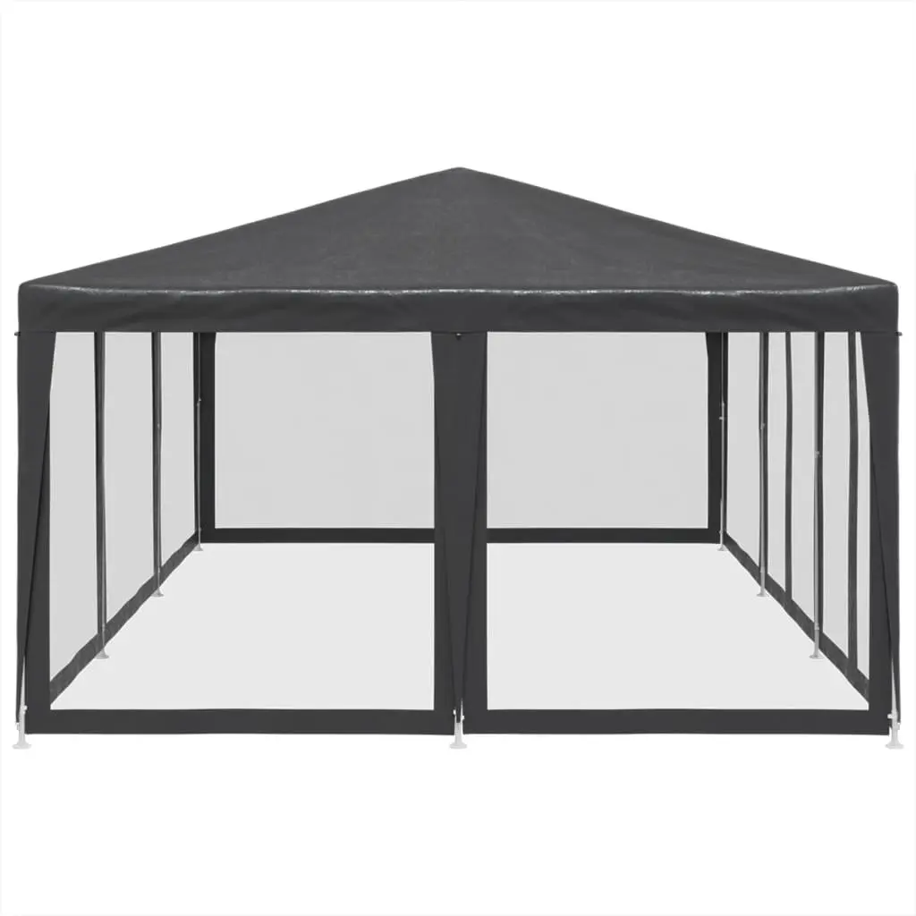 Party Tent Anthracite 6x4m Outdoor Gazebo Canopy with 10 Mesh Sidewalls