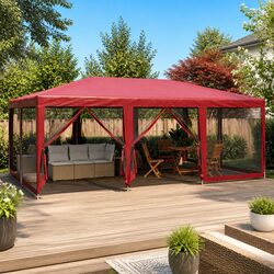 6x4m Outdoor Gazebo with Mesh Walls