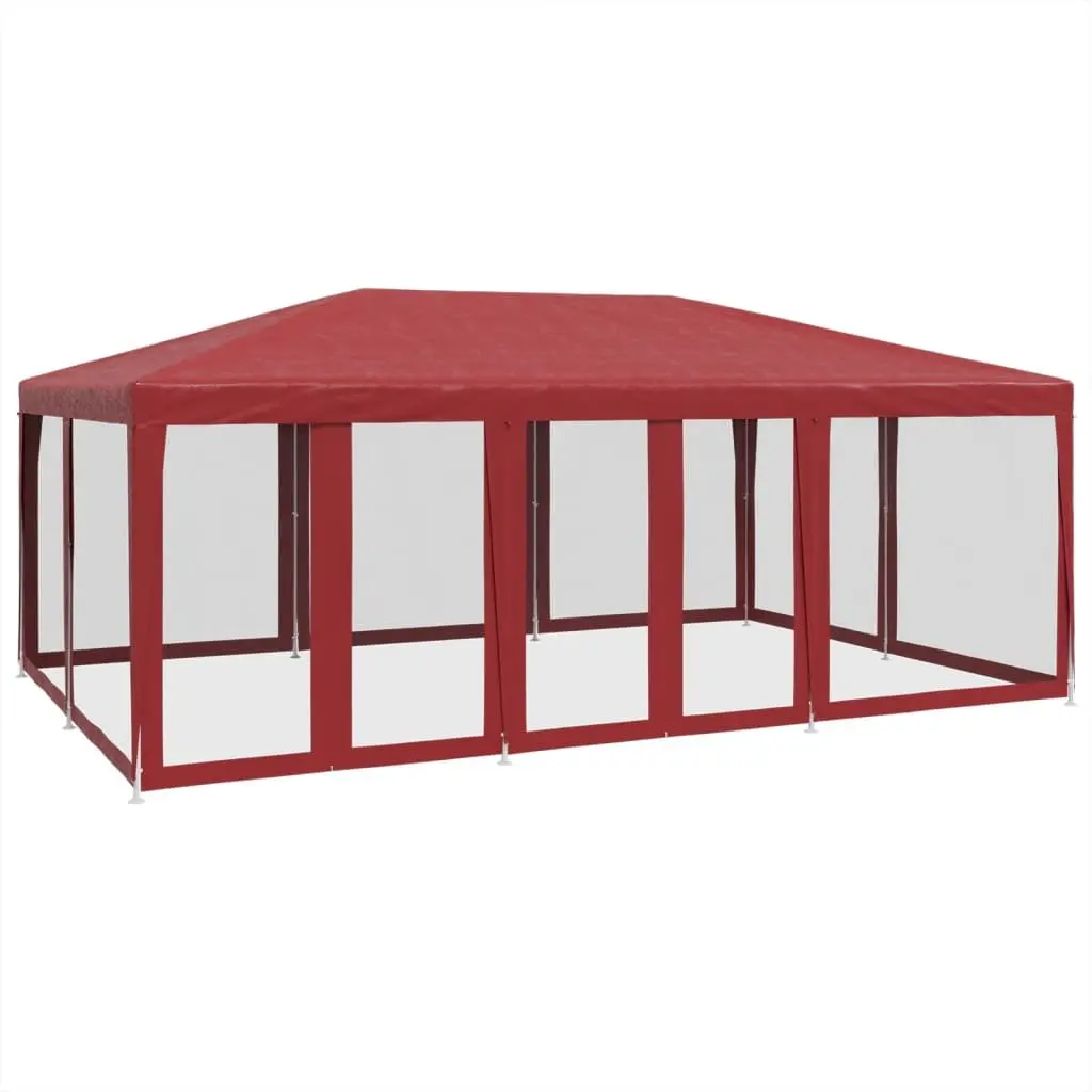 Party Tent Red 6x4m Outdoor Gazebo Canopy with 10 Mesh Sidewalls