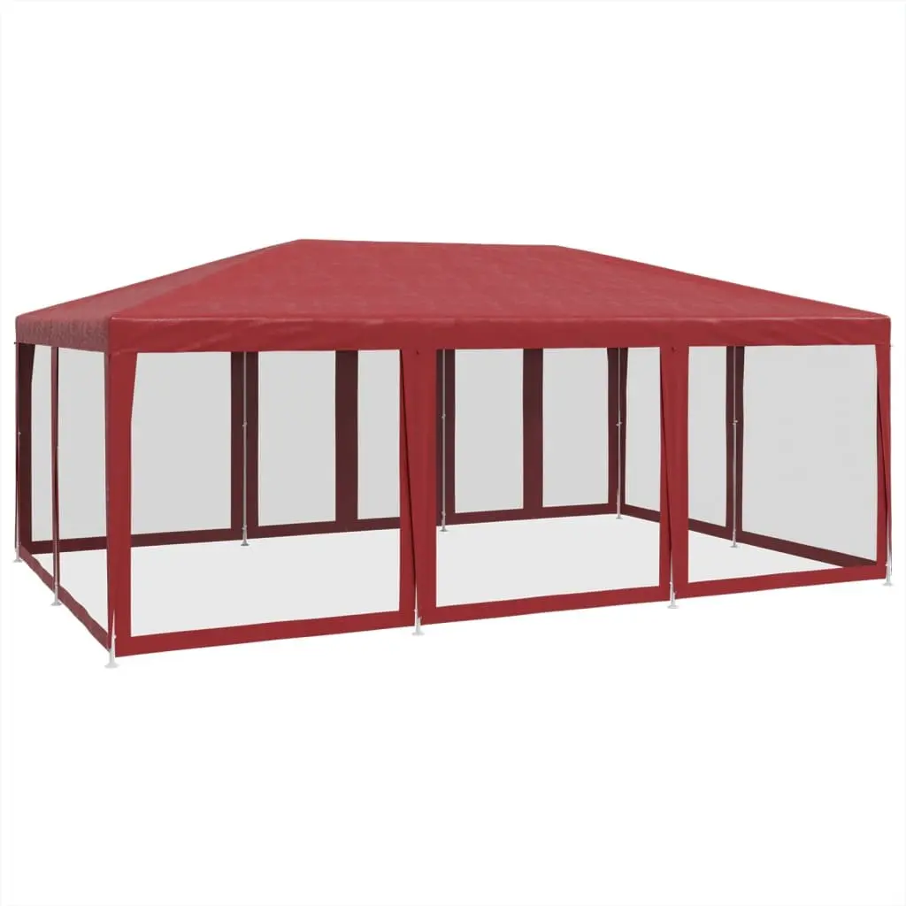 Party Tent Red 6x4m Outdoor Gazebo Canopy with 10 Mesh Sidewalls