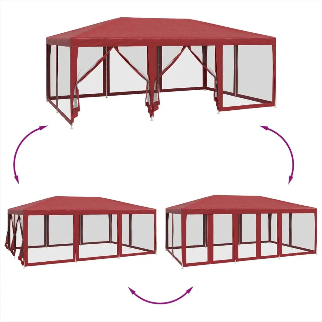 Party Tent Red 6x4m Outdoor Gazebo Canopy with 10 Mesh Sidewalls