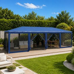 Party Tent 8x4m Outdoor Gazebo Canopy with 12 Mesh Sidewalls Garden Shelter