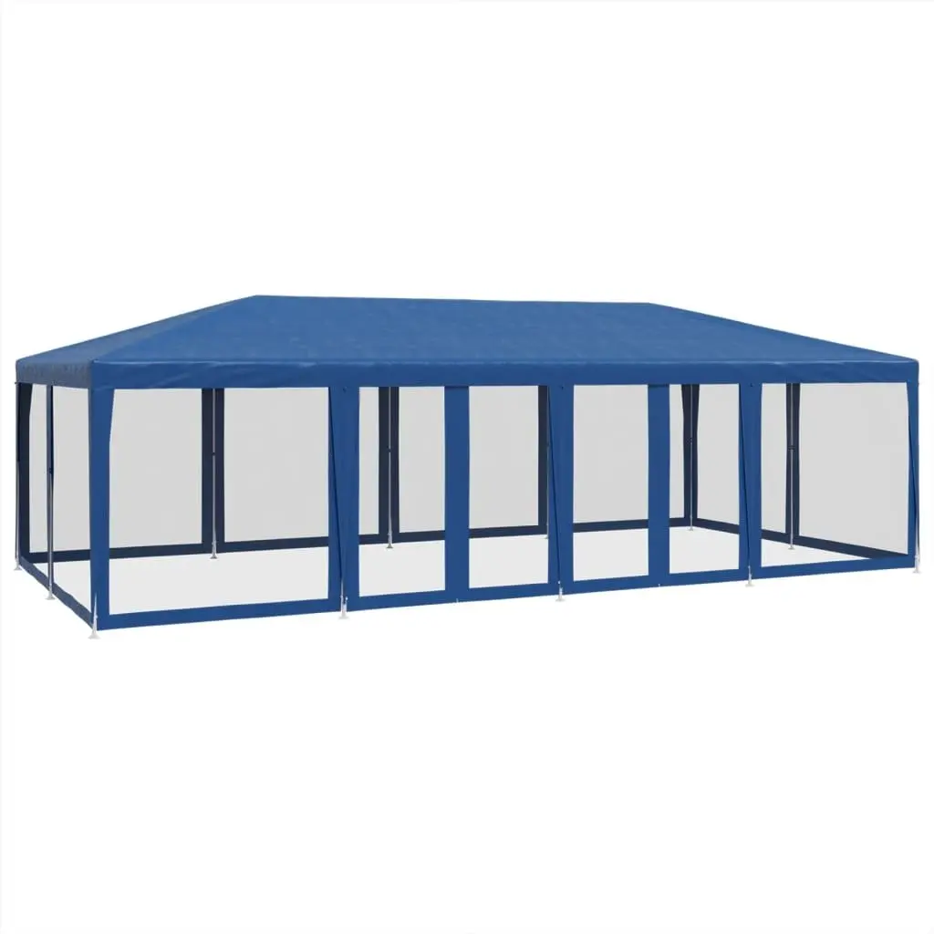Party Tent Blue 8x4m Outdoor Gazebo with 12 Mesh Sidewalls