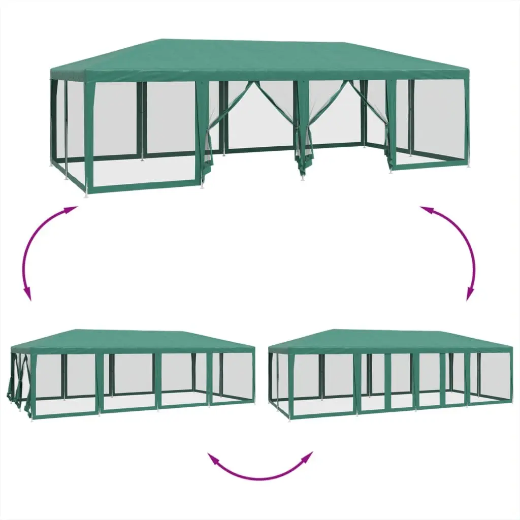 Party Tent Green 8x4m Heavy Duty with Mesh Sidewalls for Outdoor Events