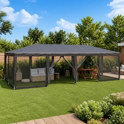 Party Tent Outdoor Gazebo 8x4m with 12 Mesh Sidewalls Garden Canopy Shelter