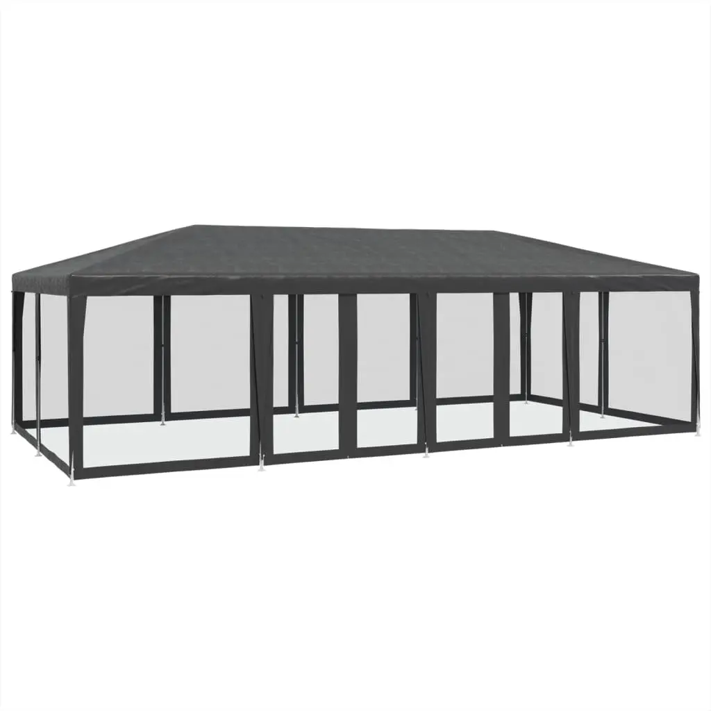 Party Tent Anthracite 8x4m Outdoor Gazebo with 12 Mesh Sidewalls for Sun and Insect Protection