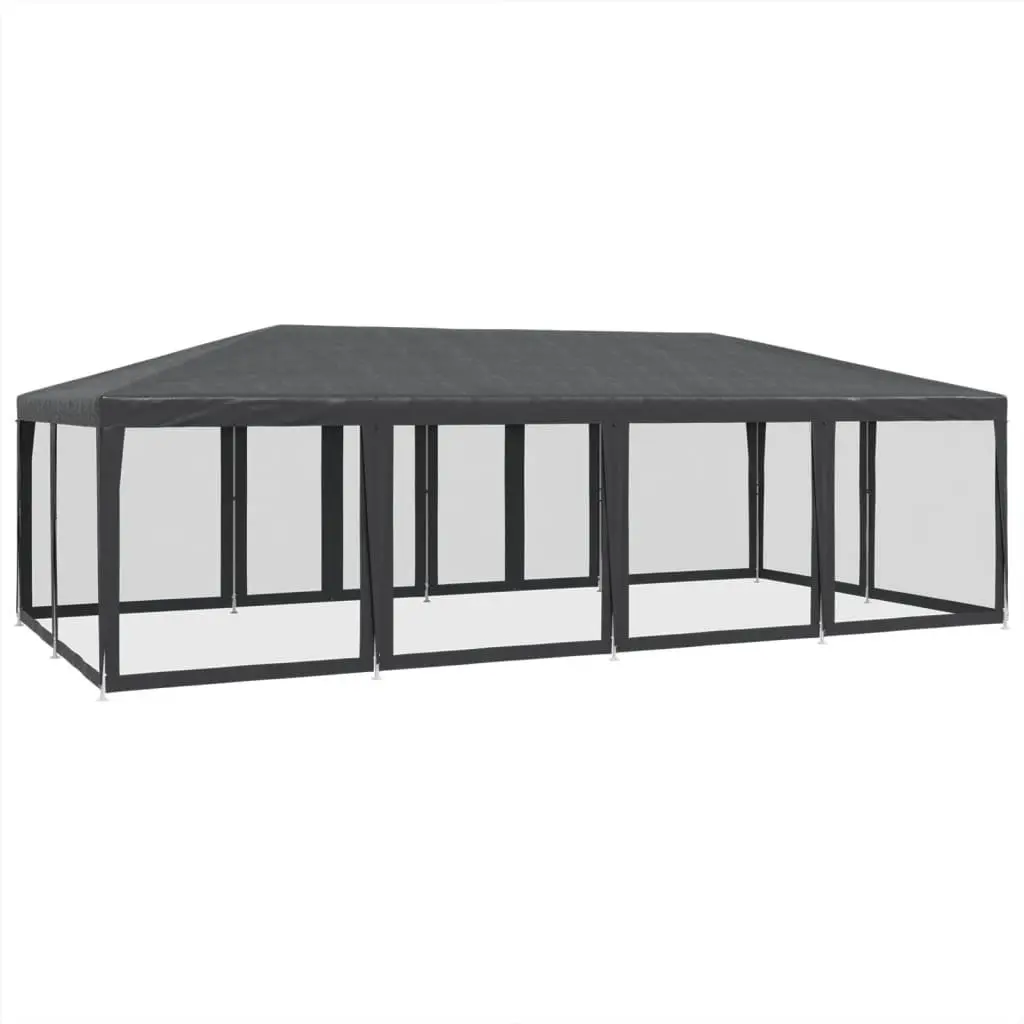 Party Tent Anthracite 8x4m Outdoor Gazebo with 12 Mesh Sidewalls for Sun and Insect Protection
