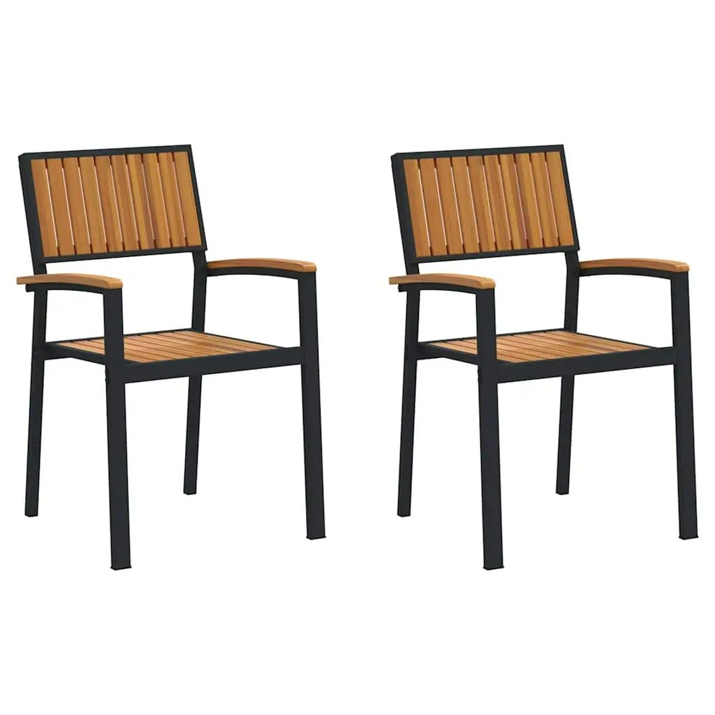 Stacking Chair 2 pcs Brown 56 x 57 x 87 cm Solid Acacia Wood Outdoor Garden