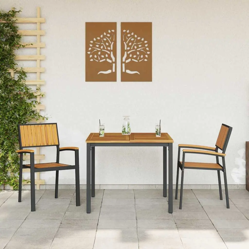 Stacking Chair 2 pcs Brown 56 x 57 x 87 cm Solid Acacia Wood Outdoor Garden