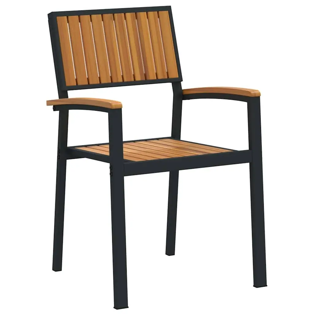 Stacking Chair 2 pcs Brown 56 x 57 x 87 cm Solid Acacia Wood Outdoor Garden
