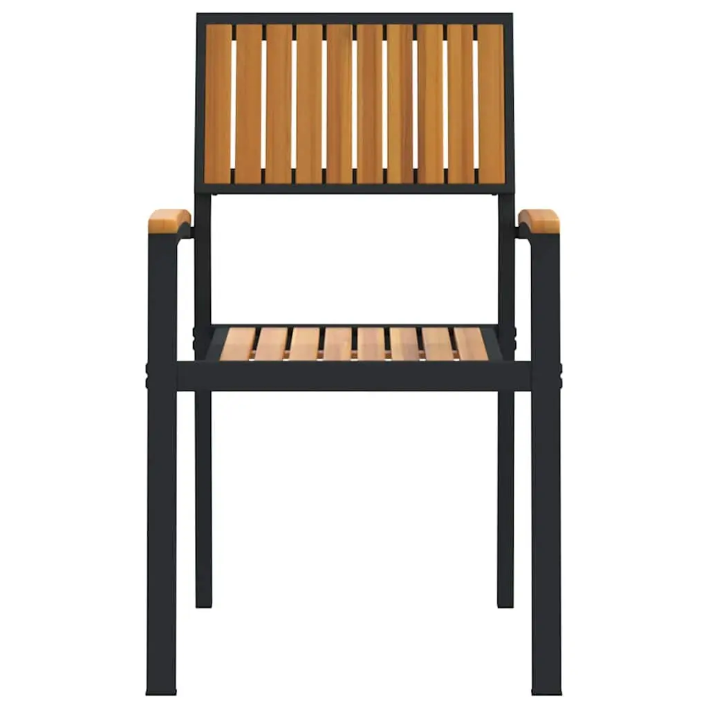 Stacking Chair 2 pcs Brown 56 x 57 x 87 cm Solid Acacia Wood Outdoor Garden