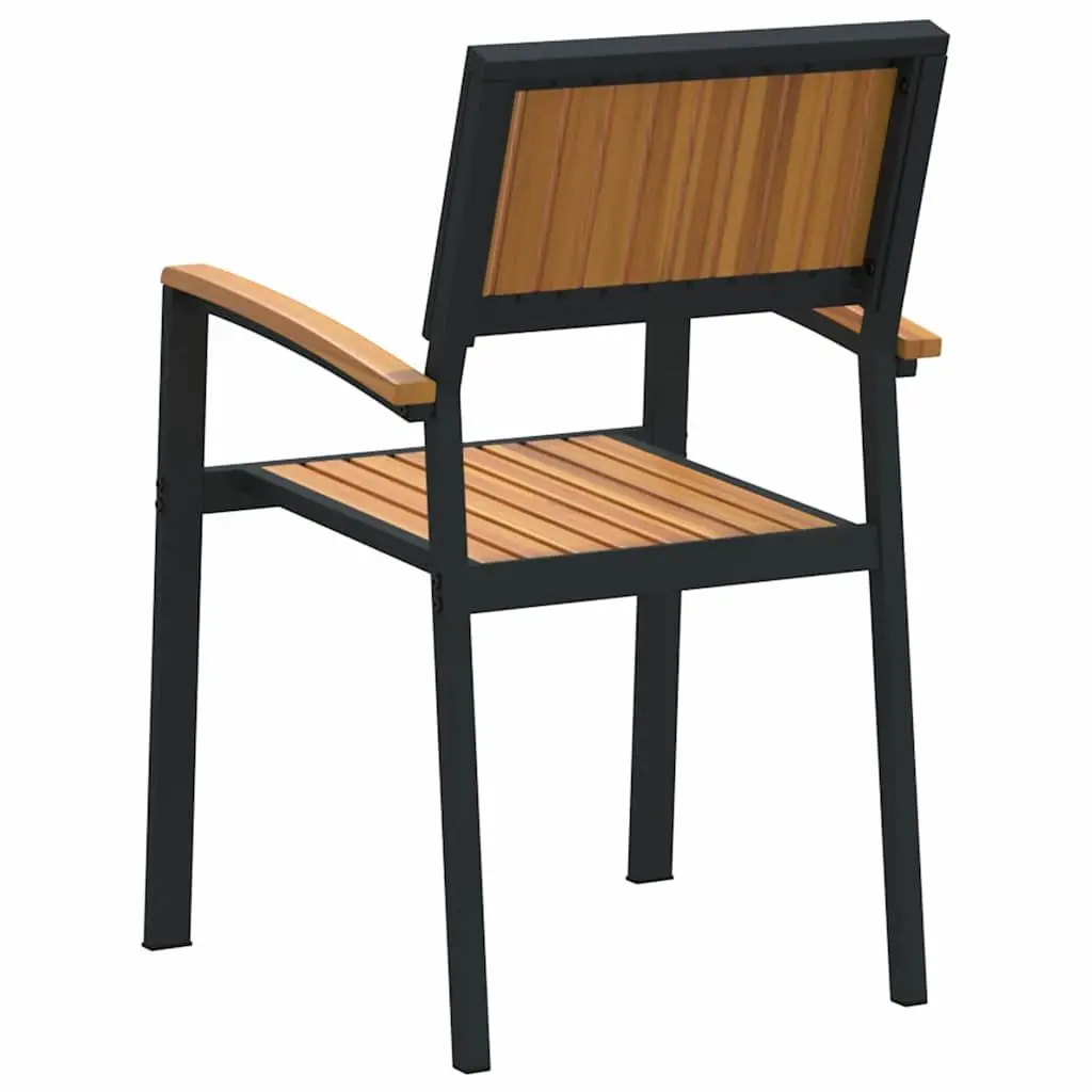 Stacking Chair 2 pcs Brown 56 x 57 x 87 cm Solid Acacia Wood Outdoor Garden