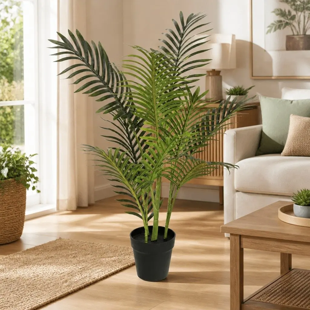 Artificial Palm Tree Green 80cm Adjustable Trunk Realistic Leaves