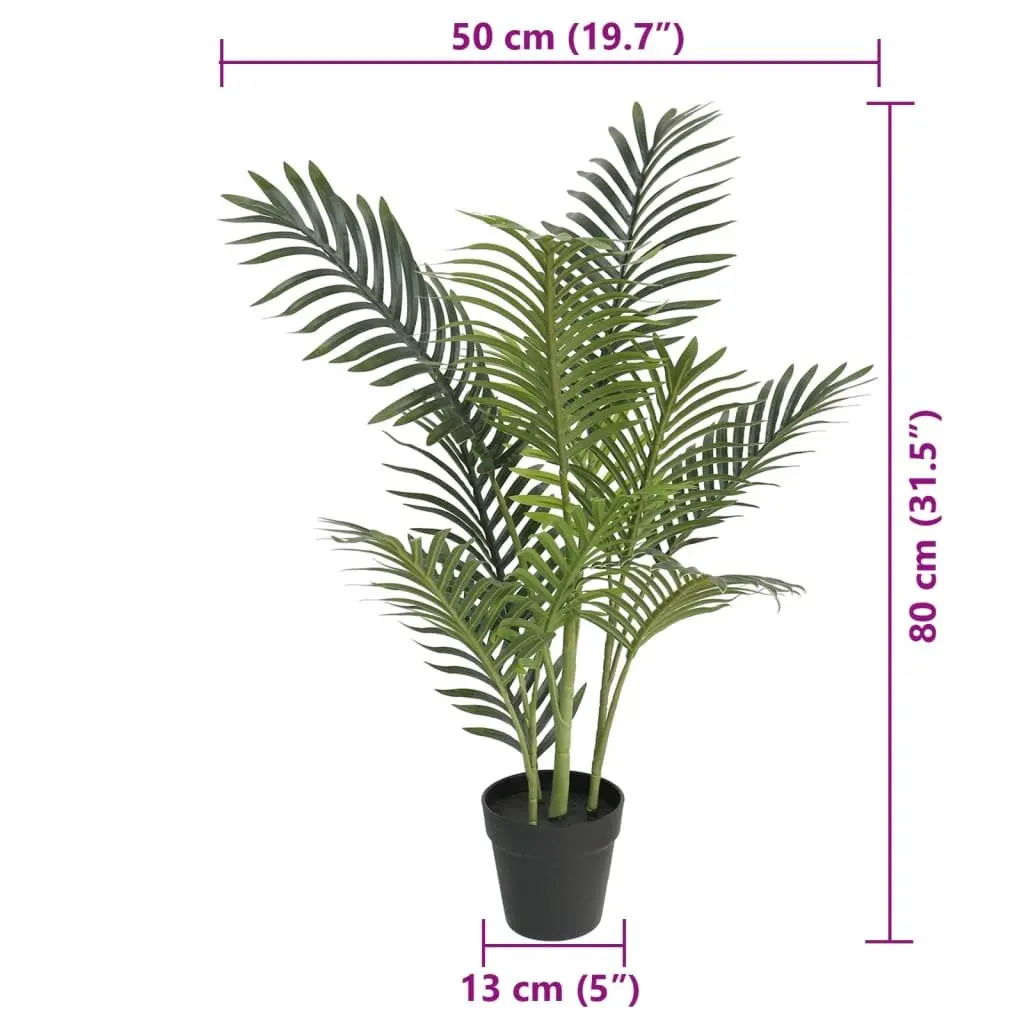 Artificial Palm Tree Green 80cm Adjustable Trunk Realistic Leaves