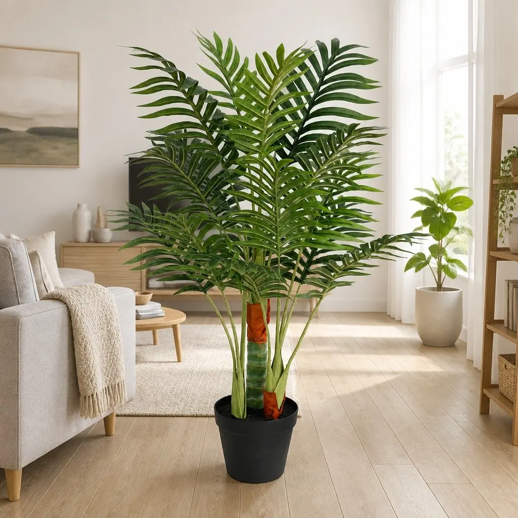 Artificial Palm Tree Green 85cm 3 Trunks Realistic Indoor Decorative Plant