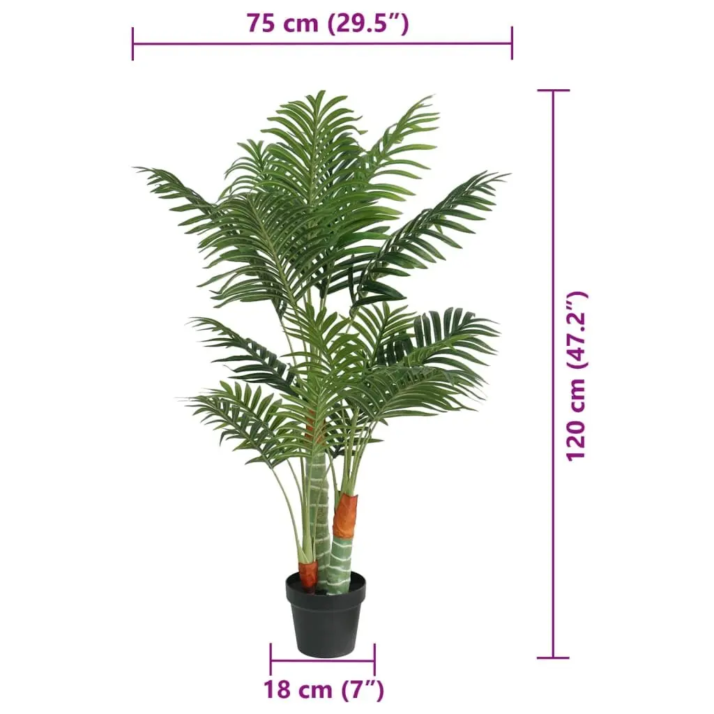 Artificial Palm Tree Green 120cm Three Trunks Indoor Outdoor Decorative Plant Pot