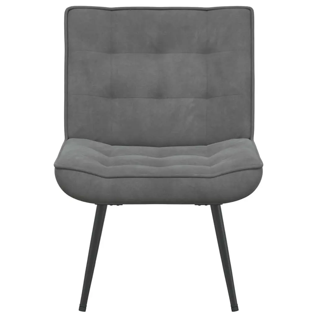 Relaxing Chair with Footstool Grey Velvet Upholstered Lounge Seat Home Office