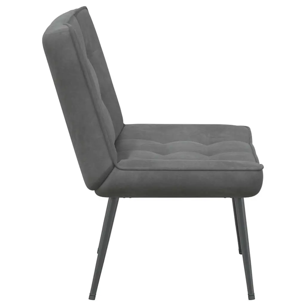 Relaxing Chair with Footstool Grey Velvet Upholstered Lounge Seat Home Office