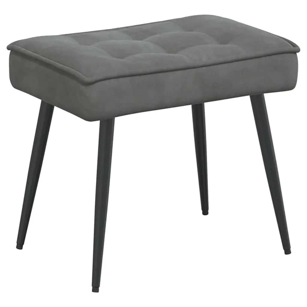 Relaxing Chair Grey Velvet Upholstery Integrated Footrest Comfort