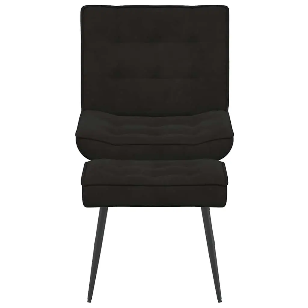 Relaxing Chair Black Velvet Upholstered Lounge Seat with Integrated Footrest