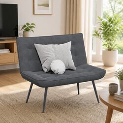 Grey Velvet Bench Seat Living Room Furniture Backrest Support Upholstered Indoor