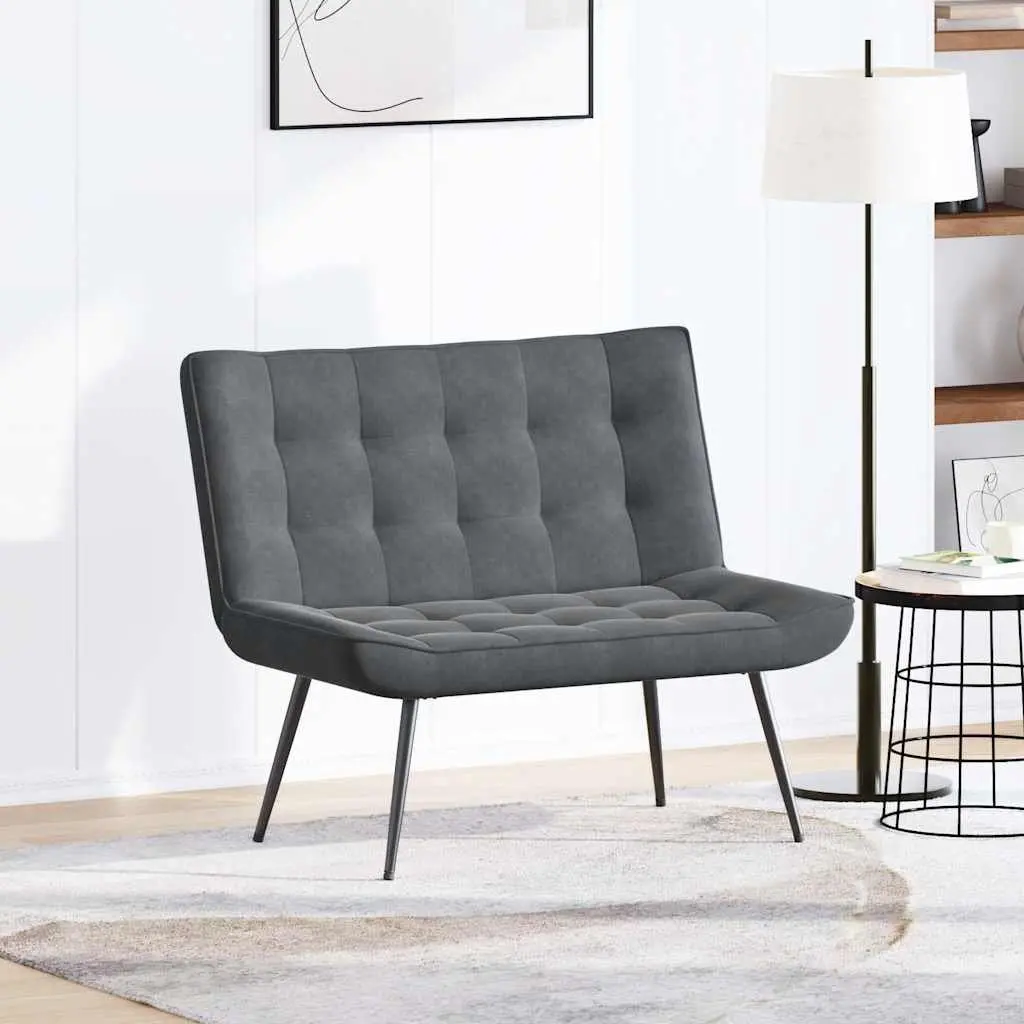 Grey Velvet Bench Seat Upholstered Backrest Support for Living Room