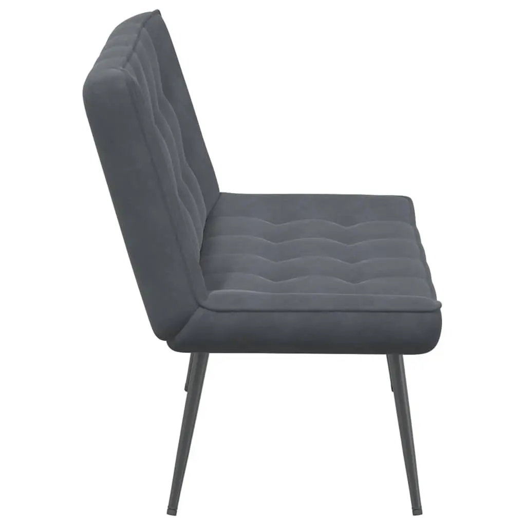 Grey Velvet Bench Seat Upholstered Backrest Support for Living Room