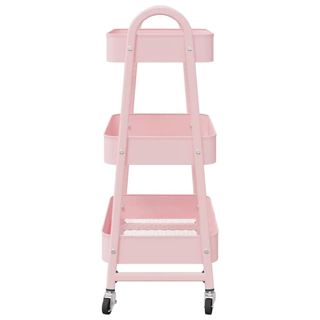 Storage Trolley White 3-Tier Heavy-Duty Steel Mobile Organiser Cart with Casters and Brakes