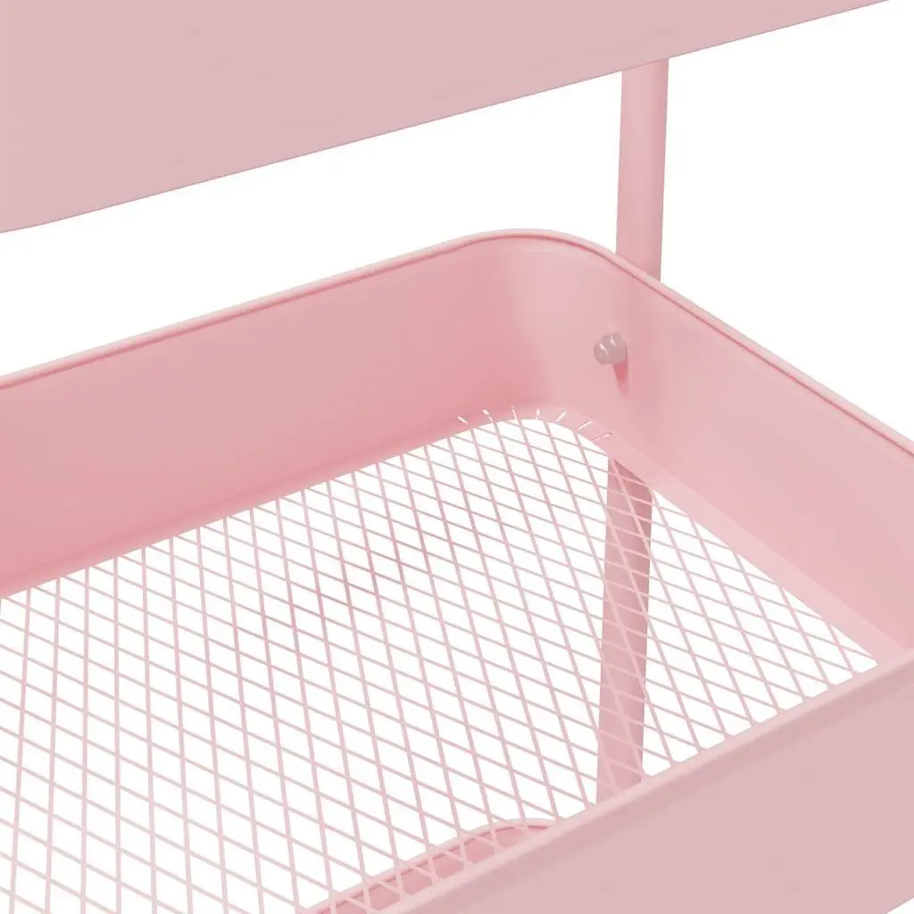Storage Trolley White 3-Tier Heavy-Duty Steel Mobile Organiser Cart with Casters and Brakes