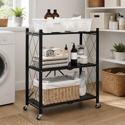Mobile Blue Storage Shelf with Brakes: Convenient Size 71x34x88cm