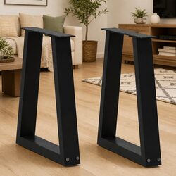 Coffee Table Legs V-Shape Steel Pair Black Modern Furniture Support 38x42-43.3cm
