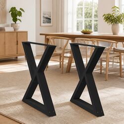 Dining Table Legs 2 pcs Black Steel 80x72-73.3cm Adjustable Levellers