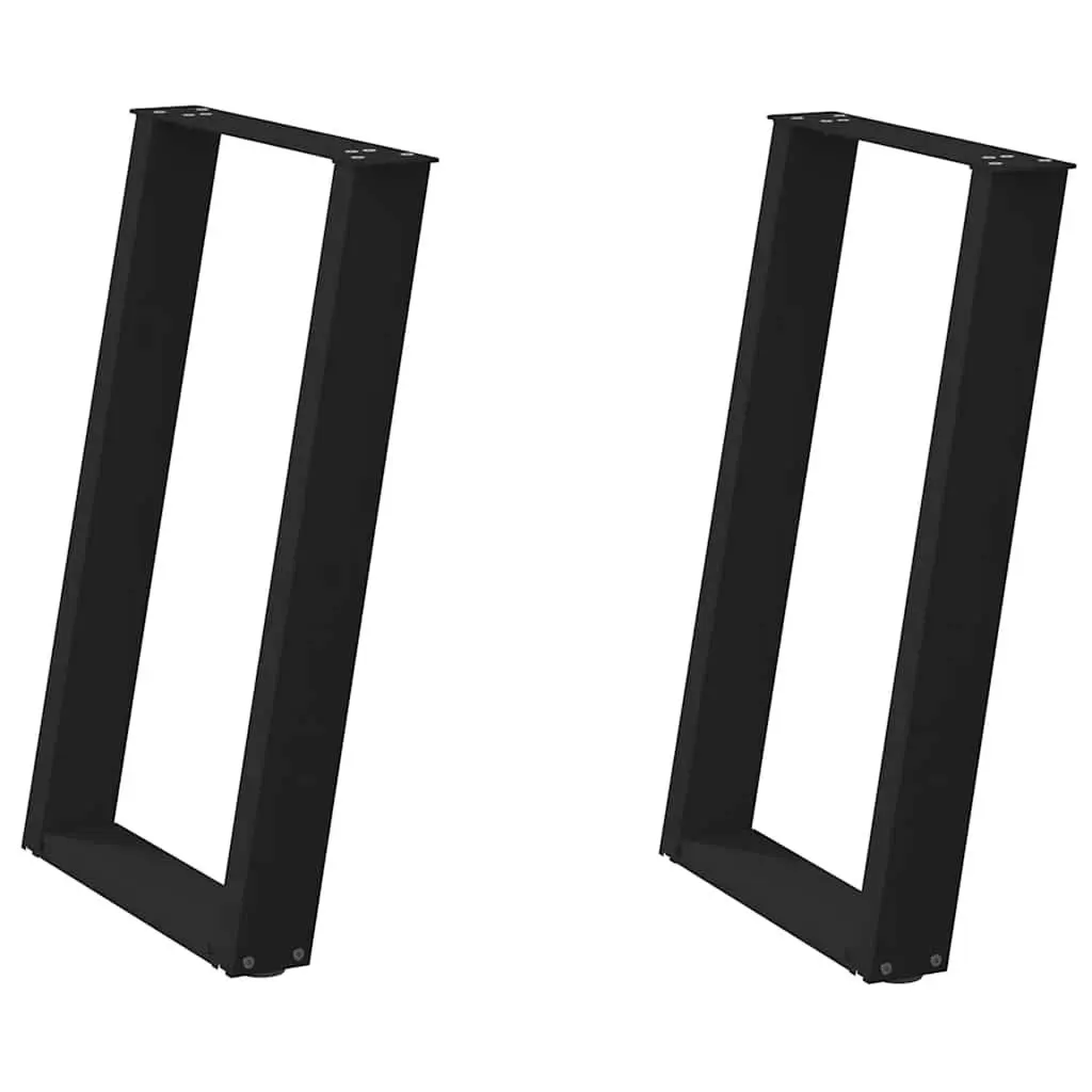 Dining Table Legs Black 60x72-73cm U-Shaped Steel Adjustable Foot Levelers Set of 2