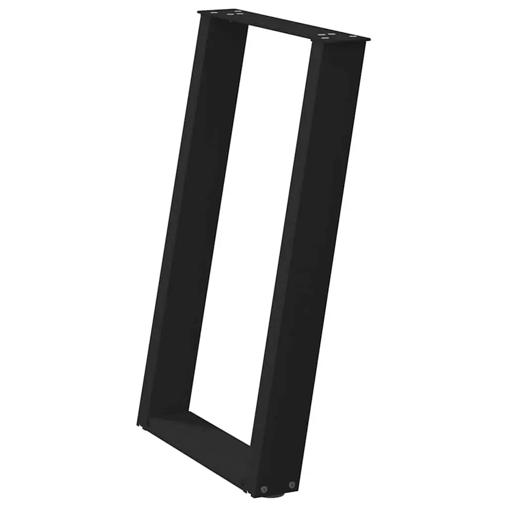 Dining Table Legs Black 60x72-73cm U-Shaped Steel Adjustable Foot Levelers Set of 2