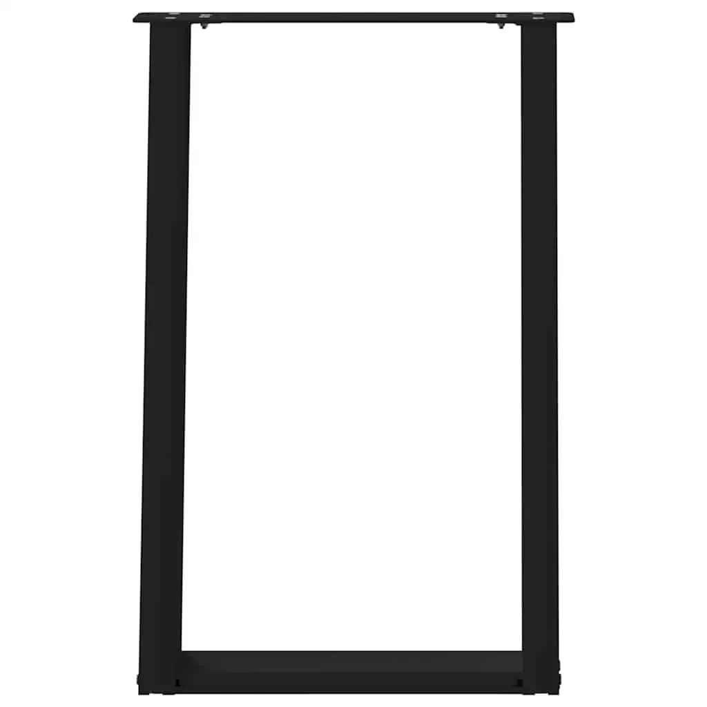 Dining Table Legs Black 60x72-73cm U-Shaped Steel Adjustable Foot Levelers Set of 2