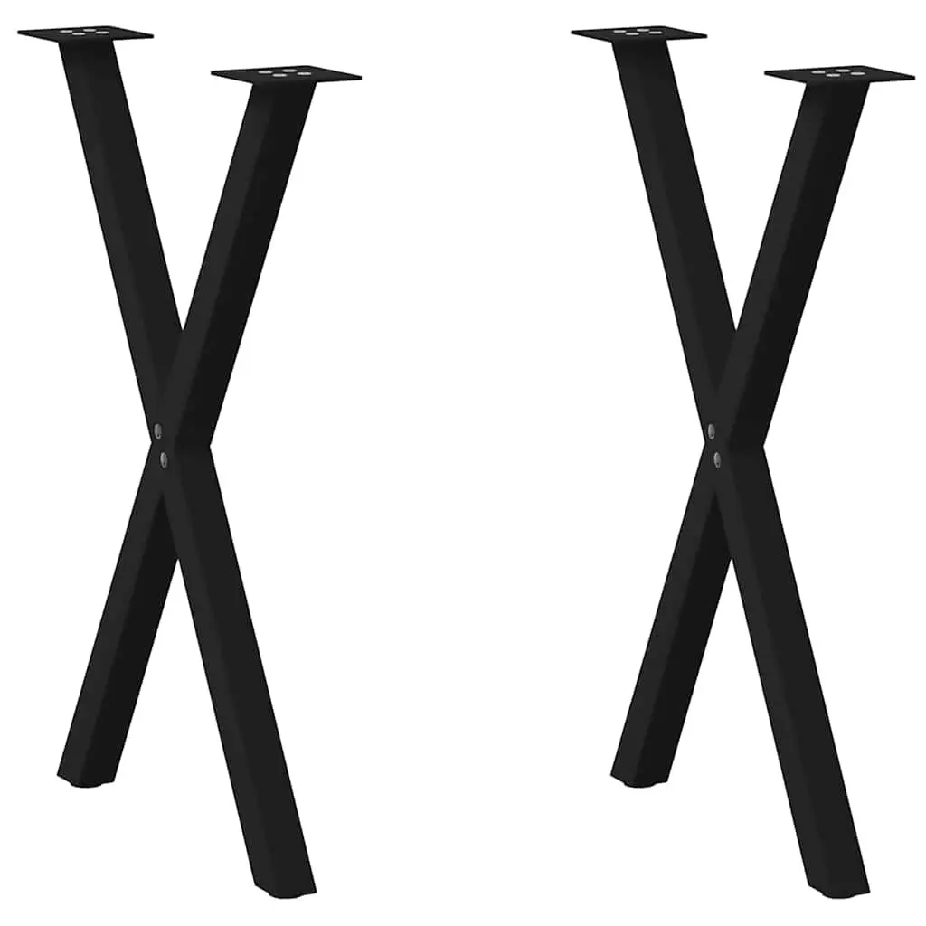Dining Table Legs Black 57x72cm X-Shaped Steel Support Frame Set 2 pcs