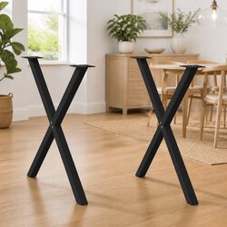 Dining Table Legs Set in X-Shape, Adjustable