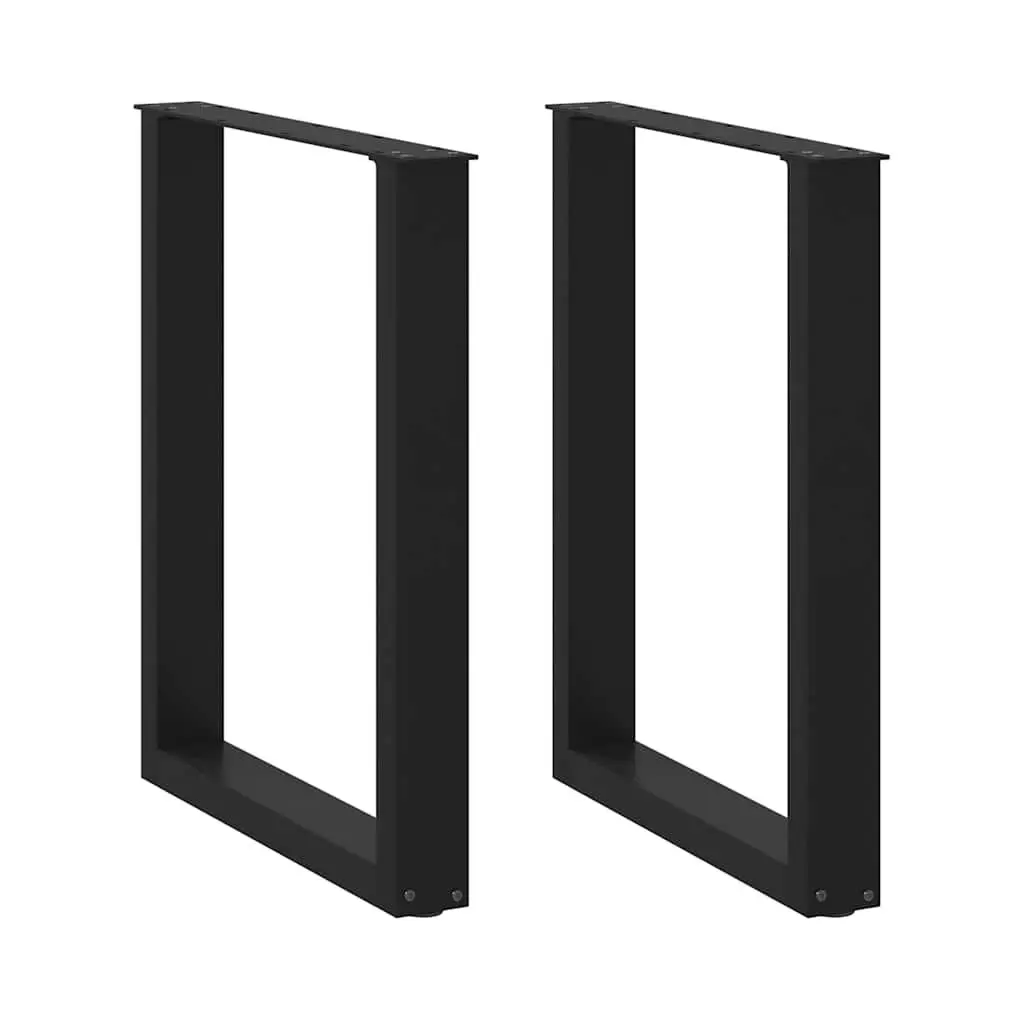 Dining Table Legs Black 60x72-73cm U-Shaped Steel Adjustable Levelers Pack of 2