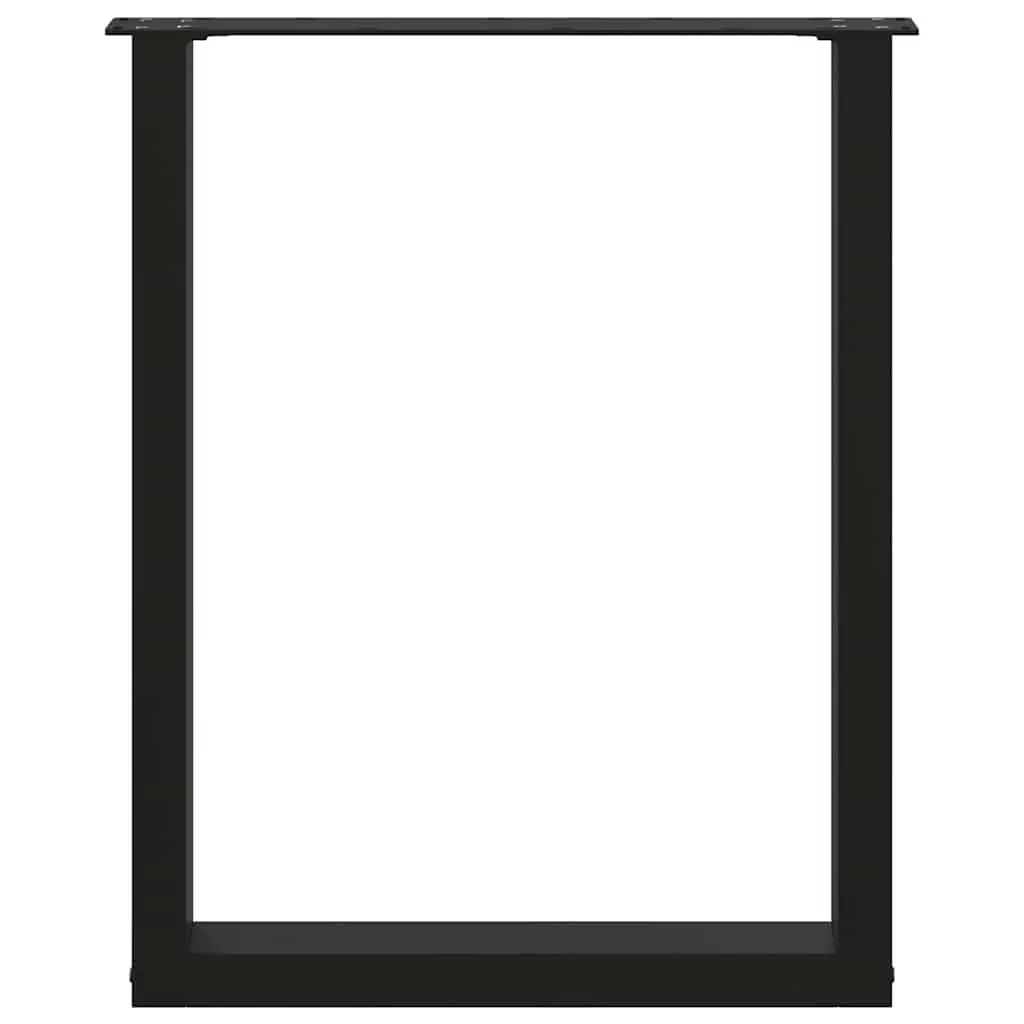 Dining Table Legs Black 60x72-73cm U-Shaped Steel Adjustable Levelers Pack of 2
